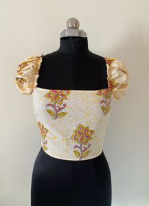 Floral Print Puff Sleeve Crop Top