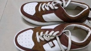 women's White & Brown Sneakers