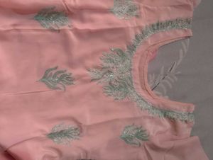 Elegant Pink Embroidered kurta with dhoti salwar