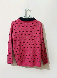 Chic Pink Polka Dot Sweater