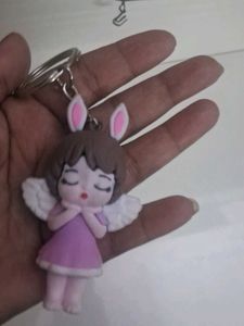 Cute Angel Bunny Keychain