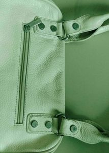Stylish Cream Leather imported bag