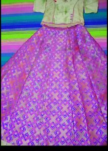 golden pink embellished Lehenga Choli Set