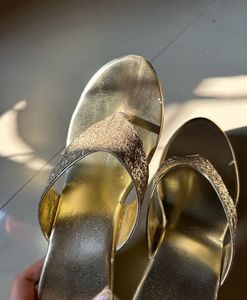 Sparkly Gold Wedge Heels