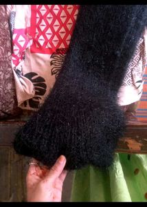 stylish Cozy Black Fuzzy Swall for winter
