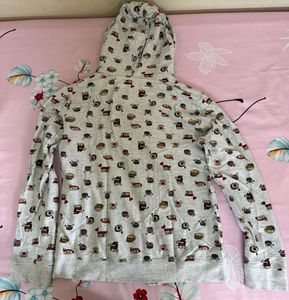 Cute Sushi Print Zip-Up Hoodie