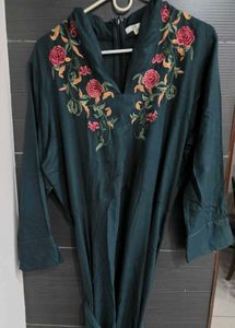 Embroidered Teal Long dress