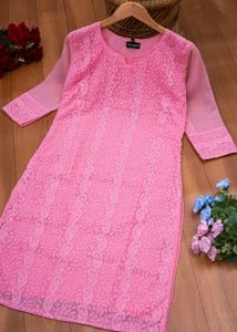 Pink Chikankari Kurti