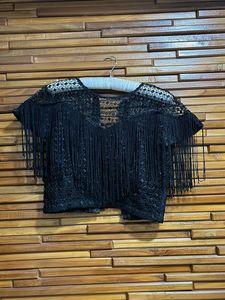 Stunning Black Fringed Blouse