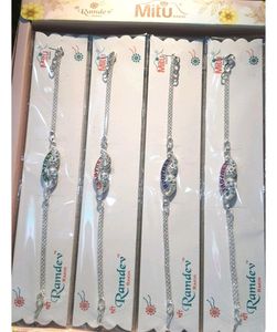Silver Polish Rakhi Swag 😎 (4 Pec)