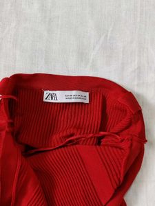 Red Ribbed Tank Top