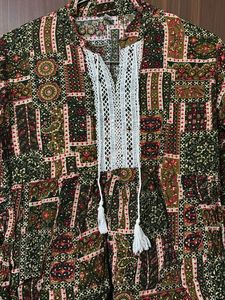 Bohemian Print Kurta with Lace Detail