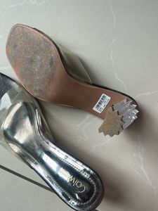 Chic Clear Strap Silver Heels