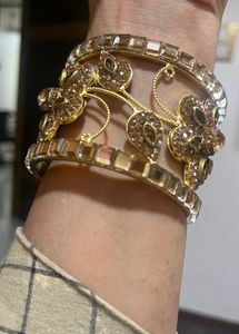 Gold Floral Cuff Bracelet