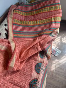 Vibrant Indian Saree - Red Floral Tree Print