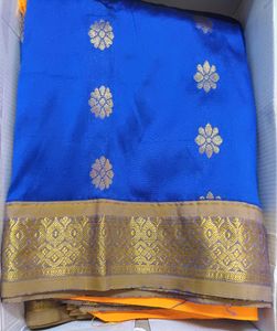 Royal Blue Saree with Golden Border