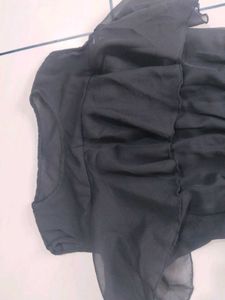 Elegant Black Sheer Ruffle Dress