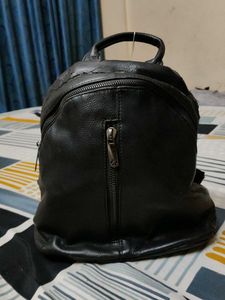 Stylish Black Leather Backpack