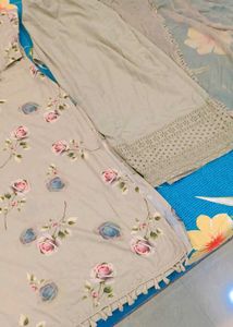 Daily wear cotton printed chikan kari 3 pc suit