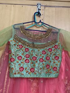 Sea Green And Peach Designer Lehanga