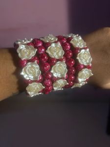 Chunky Rose Beaded Bangle