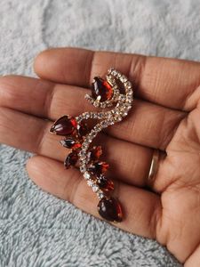 Red Gemstone Statement Earrings