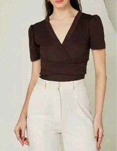 Chic Brown Wrap Top - Stylish & Versatile