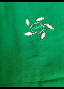 Green Gottapatti with embroidery work saree