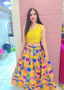 Vibrant Yellow Embroidered Crop Top with Colorful