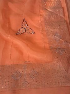 Elegant Peach Saree with Embellishments