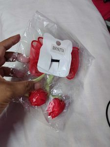 Cute Red Flower Hair Clip Bow