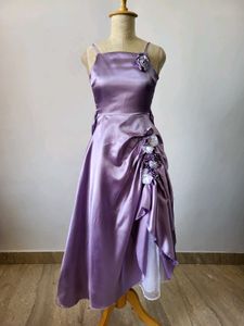 Purple Satin Floral Dress