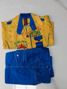 Boys Yellow & Blue Shirt and Pants Set