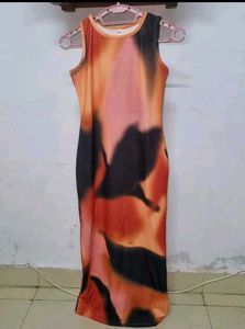 Abstract Print Sleeveless Maxi Dress