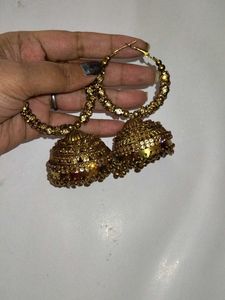 Elegant Gold Jhumka Hoop Earrings