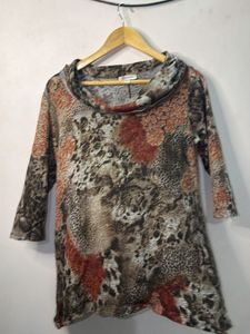Stylish Cowl Neck Print Tunic