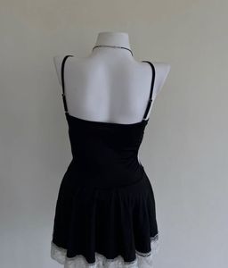 Black Babydoll Dress with Lace Trim