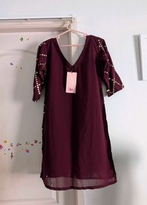 Burgundy Dress with Gold Sequins
