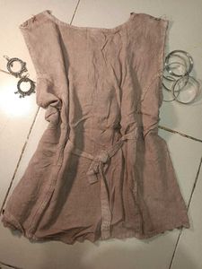 embroidered beige short kurti