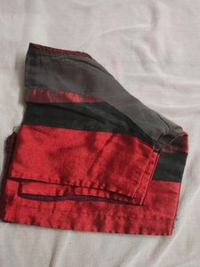Butiful Gray N Red Saree