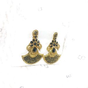 Golden Black Large Earrings