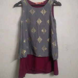 Stylish Grey &amp; Pink Layered top