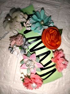 Handmade floral fabric hair clips set of 6