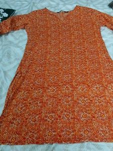 Boho Orange Print Tunic kurta