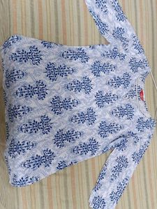 Blue &amp; White Block Print Kurta
