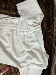 chic white ruched drawstring crop top