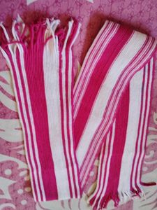 Pink & White Striped Scarf