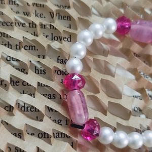 Cute Looking Bracelet In Pink And White Colour