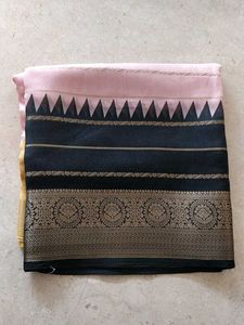 Elegant Pink and Black Saree