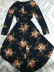 🦋Floral Print Navy Blue Dress